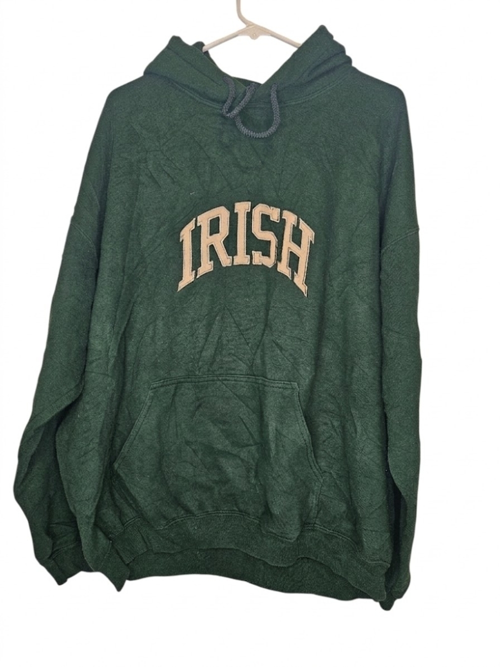 90s Vintage Notre Dame Fighting Irish Cotton Green Graphic Heavyweight Hoodie XL